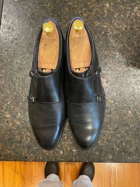 Ted Baker Black Leather Double Monk Strap Oxfords